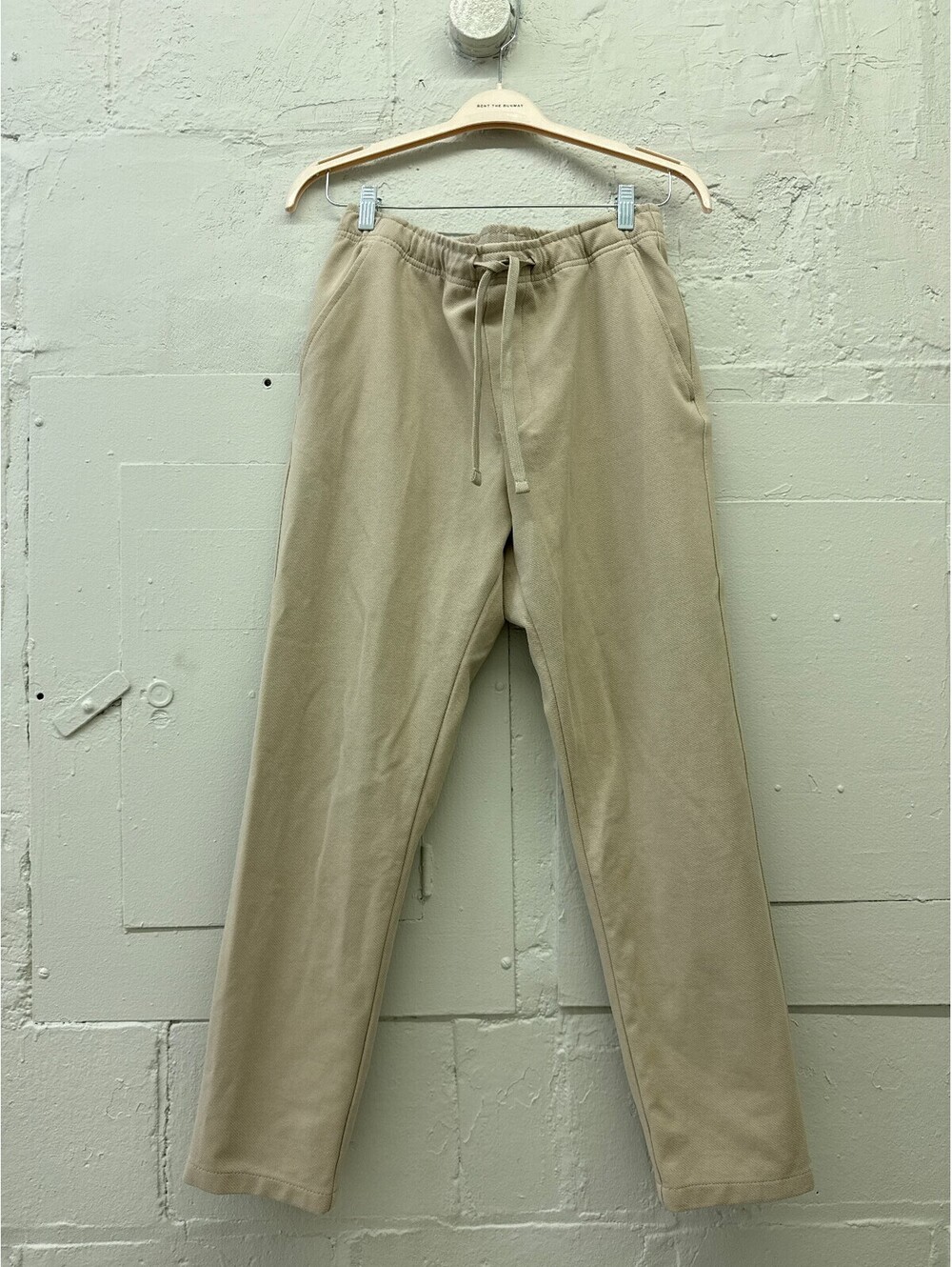 ZARA Beige Cotton Casual relaxed fit elastic waistband with drawstring Pants